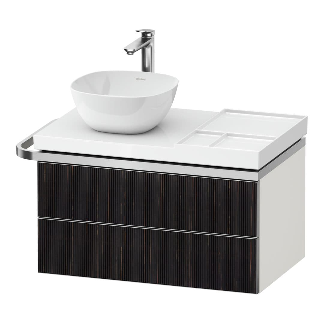 Duravit Aurena – Έπιπλο Νιπτήρα – 784 mm, 2 συρτάρια, νιπτήρας αριστερά, σώμα White Super Matt, μοντέλο AU4568 – Embossed Ebony Matt, Real wood veneer (AU4568067840000)