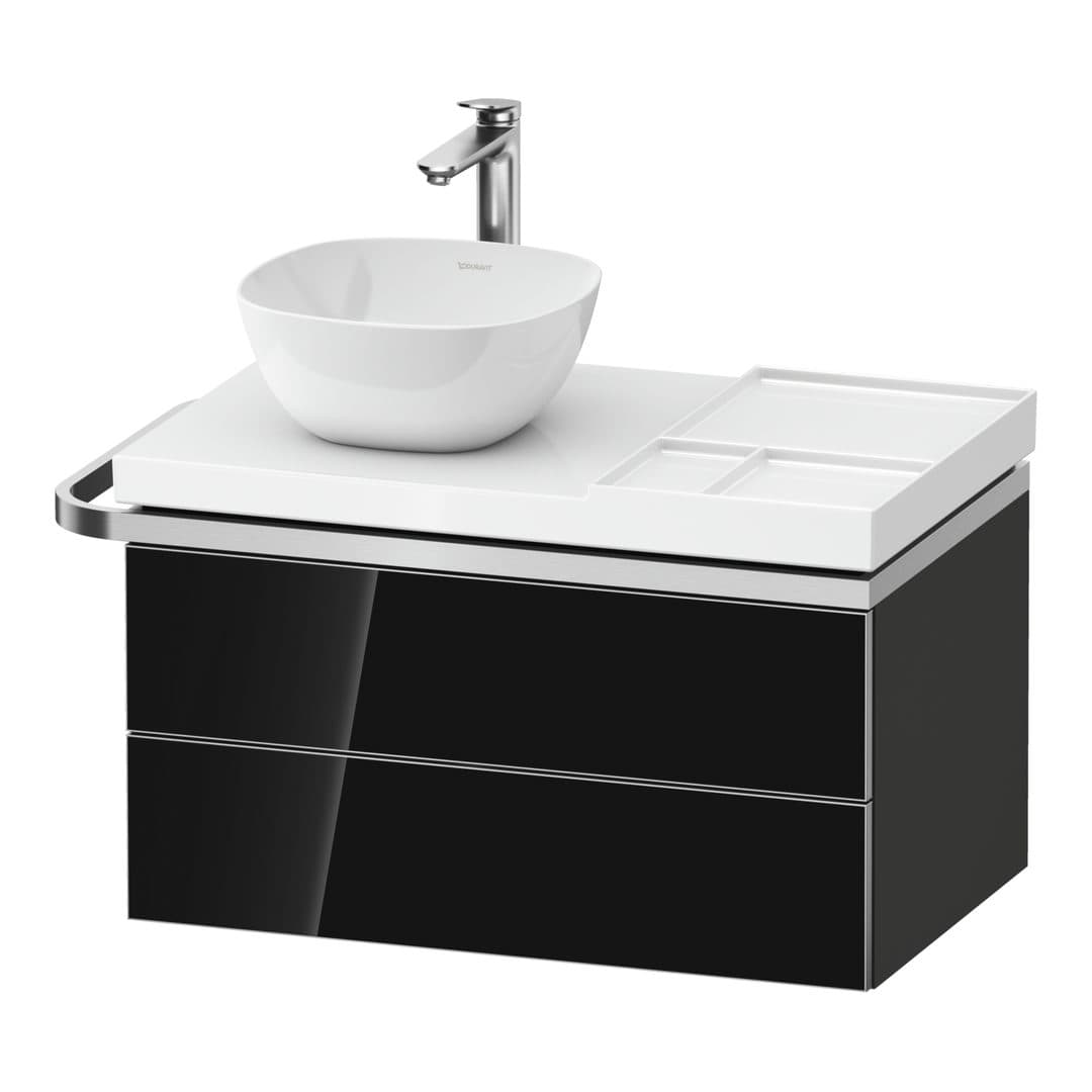 Duravit Aurena – Έπιπλο Νιπτήρα – 784 mm, 2 συρτάρια, νιπτήρας αριστερά, σώμα Graphite Super Matt, μοντέλο AU4568 – Black, Glass (AU4568068800000)