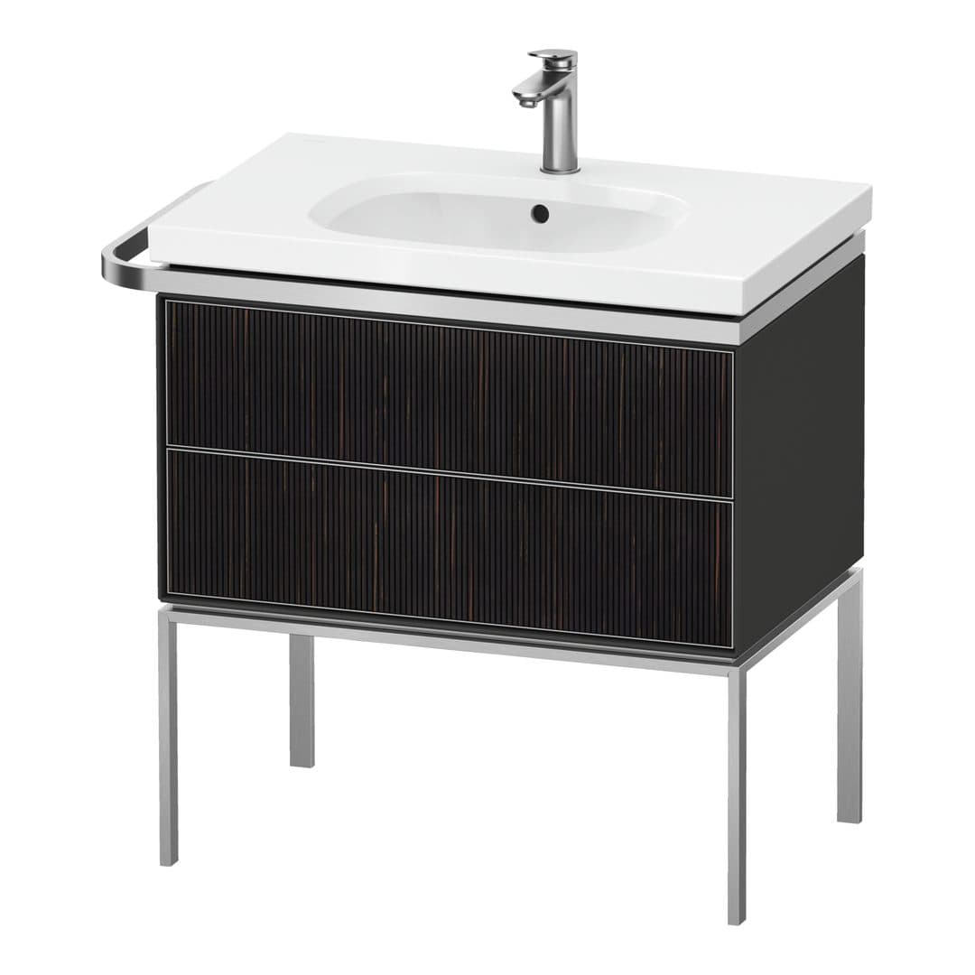 Duravit Aurena – Έπιπλο Νιπτήρα – 784 mm, 2 συρτάρια, νιπτήρας κέντρο, σώμα Graphite Satin Matt, μοντέλο AU4572 – Embossed Ebony Matt, Real wood veneer (AU4572067580000)