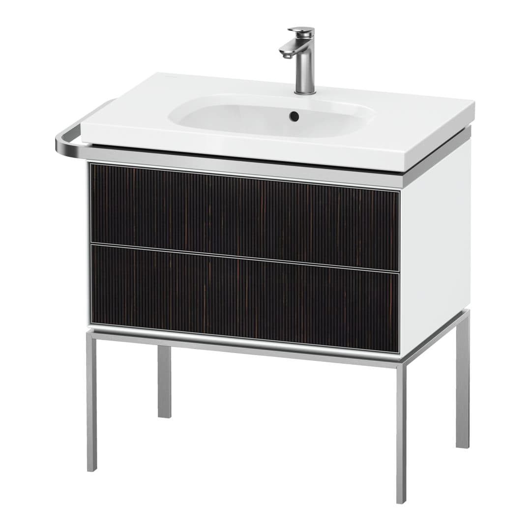 Duravit Aurena – Έπιπλο Νιπτήρα – 784 mm, 2 συρτάρια, νιπτήρας κέντρο, σώμα White High Gloss, μοντέλο AU4572 – Embossed Ebony Matt, Real wood veneer (AU4572067850000)