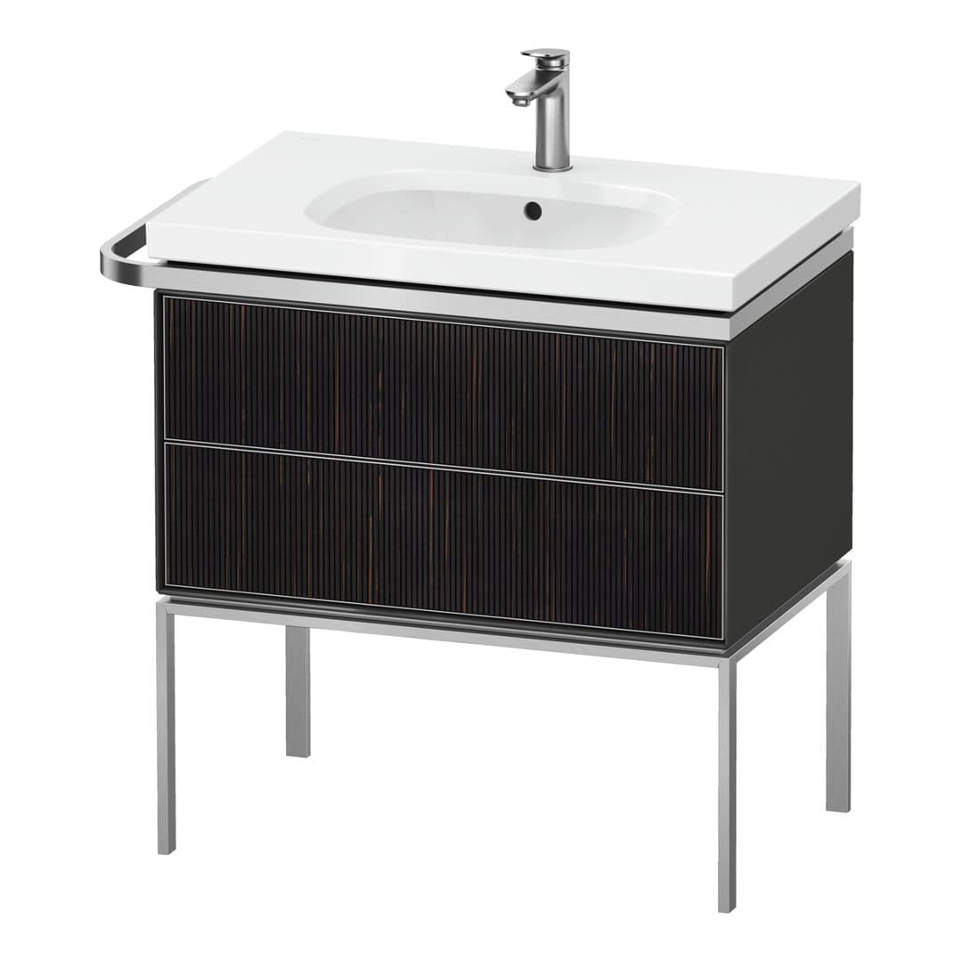 Duravit Aurena – Έπιπλο Νιπτήρα – 784 mm, 2 συρτάρια, νιπτήρας κέντρο, σώμα Graphite High Gloss, μοντέλο AU4572 – Embossed Ebony Matt, Real wood veneer (AU4572067H10000)