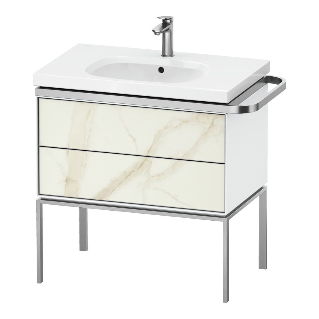 Duravit Aurena – Έπιπλο Νιπτήρα – 784 mm, 2 συρτάρια, νιπτήρας κέντρο, σώμα White High Gloss, μοντέλο AU4573 – Marble Structure Matt, Marble Structure (AU4573066850000)