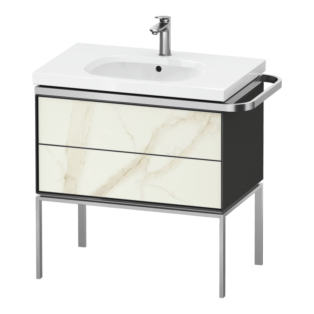 Duravit Aurena – Έπιπλο Νιπτήρα – 784 mm, 2 συρτάρια, νιπτήρας κέντρο, σώμα Graphite High Gloss, μοντέλο AU4573 – Marble Structure Matt, Marble Structure (AU4573066H10000)