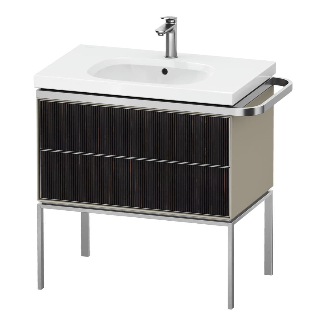 Duravit Aurena – Έπιπλο Νιπτήρα – 784 mm, 2 συρτάρια, νιπτήρας κέντρο, σώμα Taupe Satin Matt, μοντέλο AU4573 – Embossed Ebony Matt, Real wood veneer (AU4573067600000)