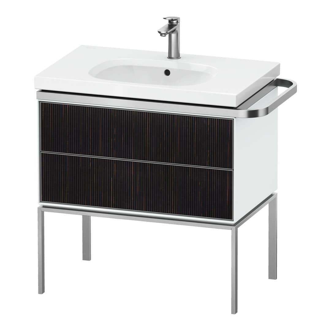 Duravit Aurena – Έπιπλο Νιπτήρα – 784 mm, 2 συρτάρια, νιπτήρας κέντρο, σώμα White High Gloss, μοντέλο AU4573 – Embossed Ebony Matt, Real wood veneer (AU4573067850000)