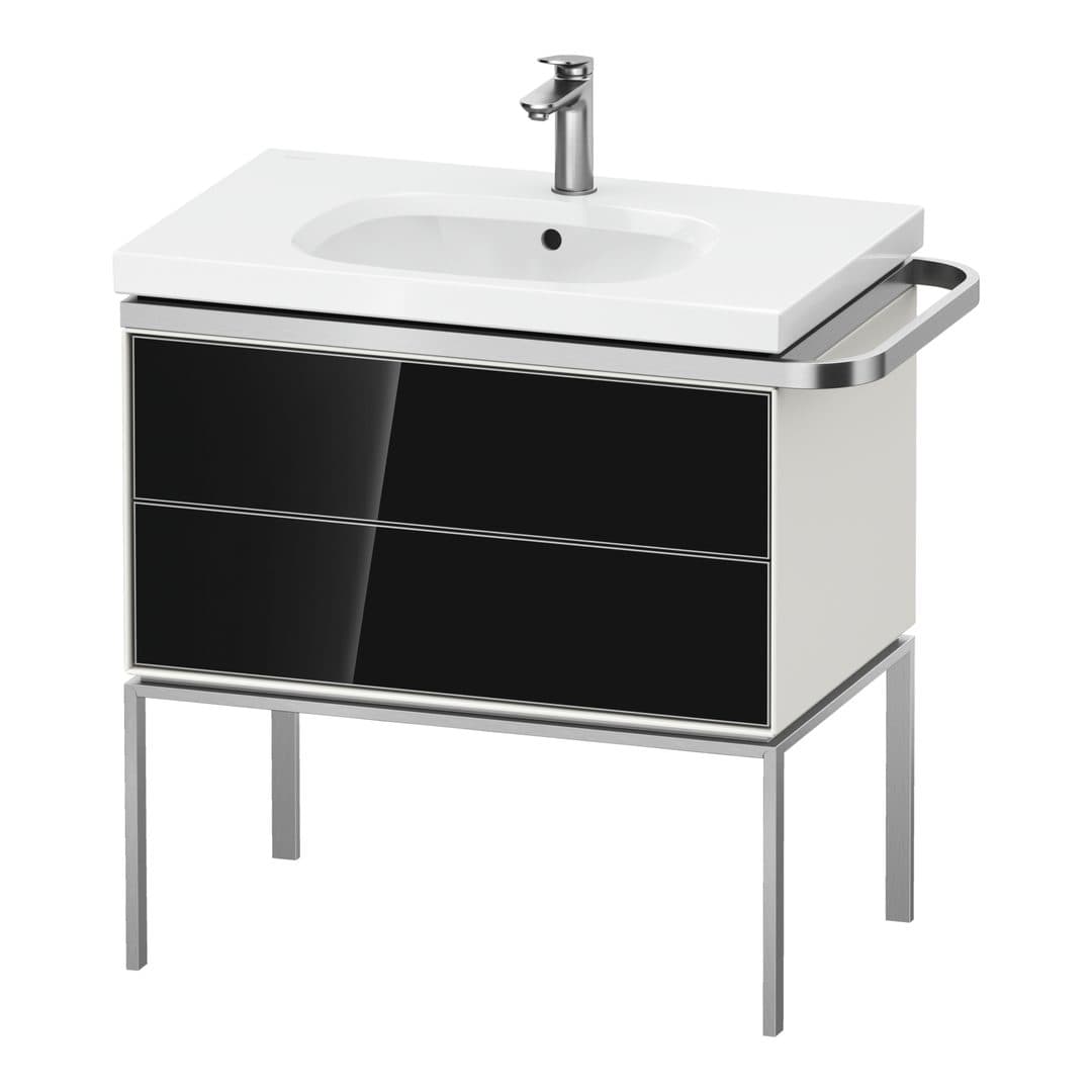Duravit Aurena – Έπιπλο Νιπτήρα – 784 mm, 2 συρτάρια, νιπτήρας κέντρο, σώμα White Satin Matt, μοντέλο AU4573 – Black, Glass (AU4573068360000)