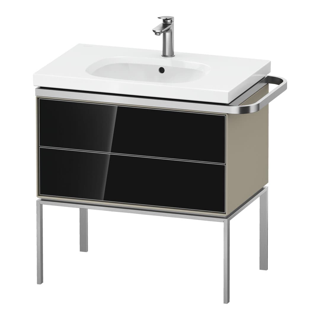 Duravit Aurena – Έπιπλο Νιπτήρα – 784 mm, 2 συρτάρια, νιπτήρας κέντρο, σώμα Taupe Satin Matt, μοντέλο AU4573 – Black, Glass (AU4573068600000)