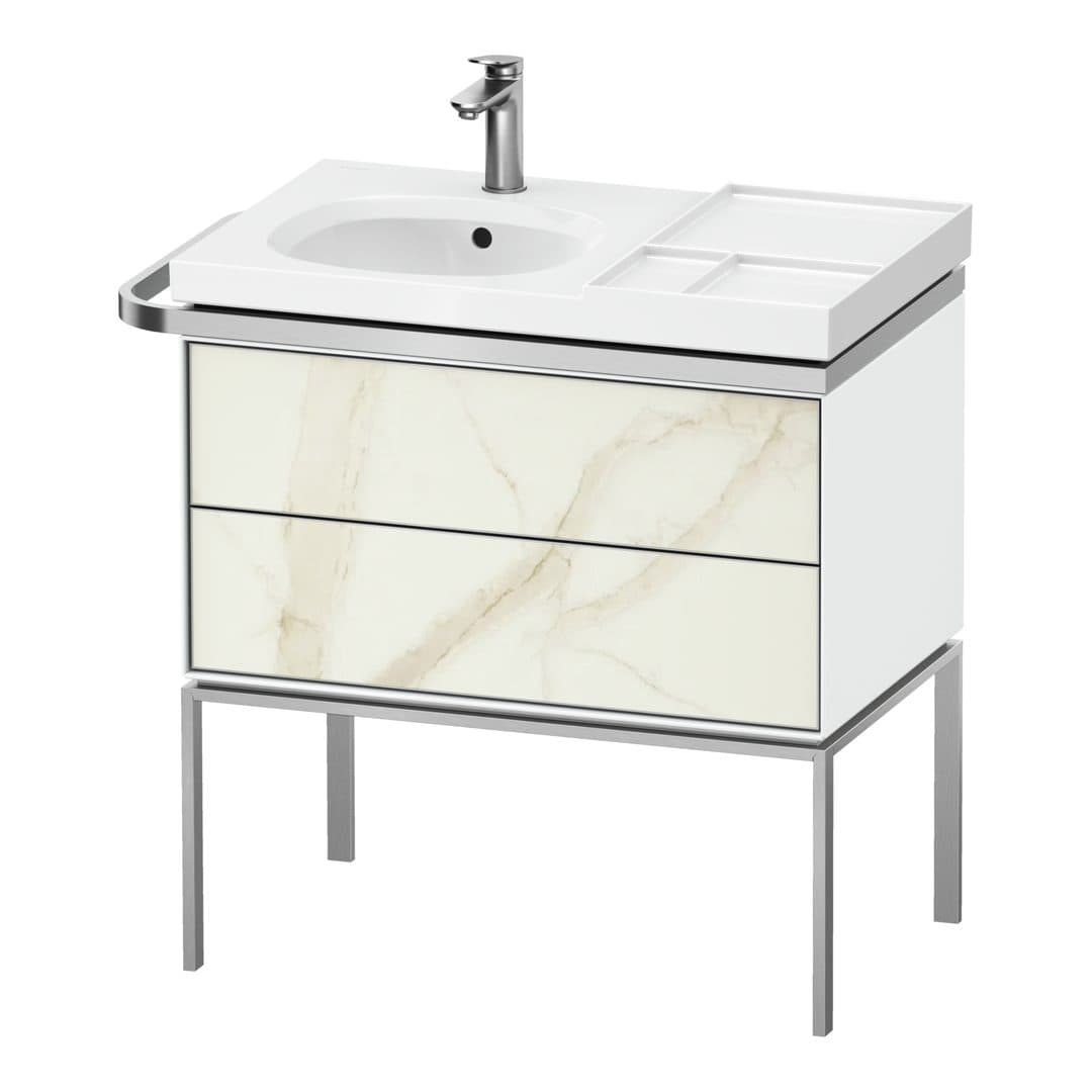 Duravit Aurena – Έπιπλο Νιπτήρα – 784 mm, 2 συρτάρια, νιπτήρας αριστερά, σώμα White High Gloss, 784 x 492 x 802 mm – Marble Structure Matt, Marble Structure (AU4574066850000)