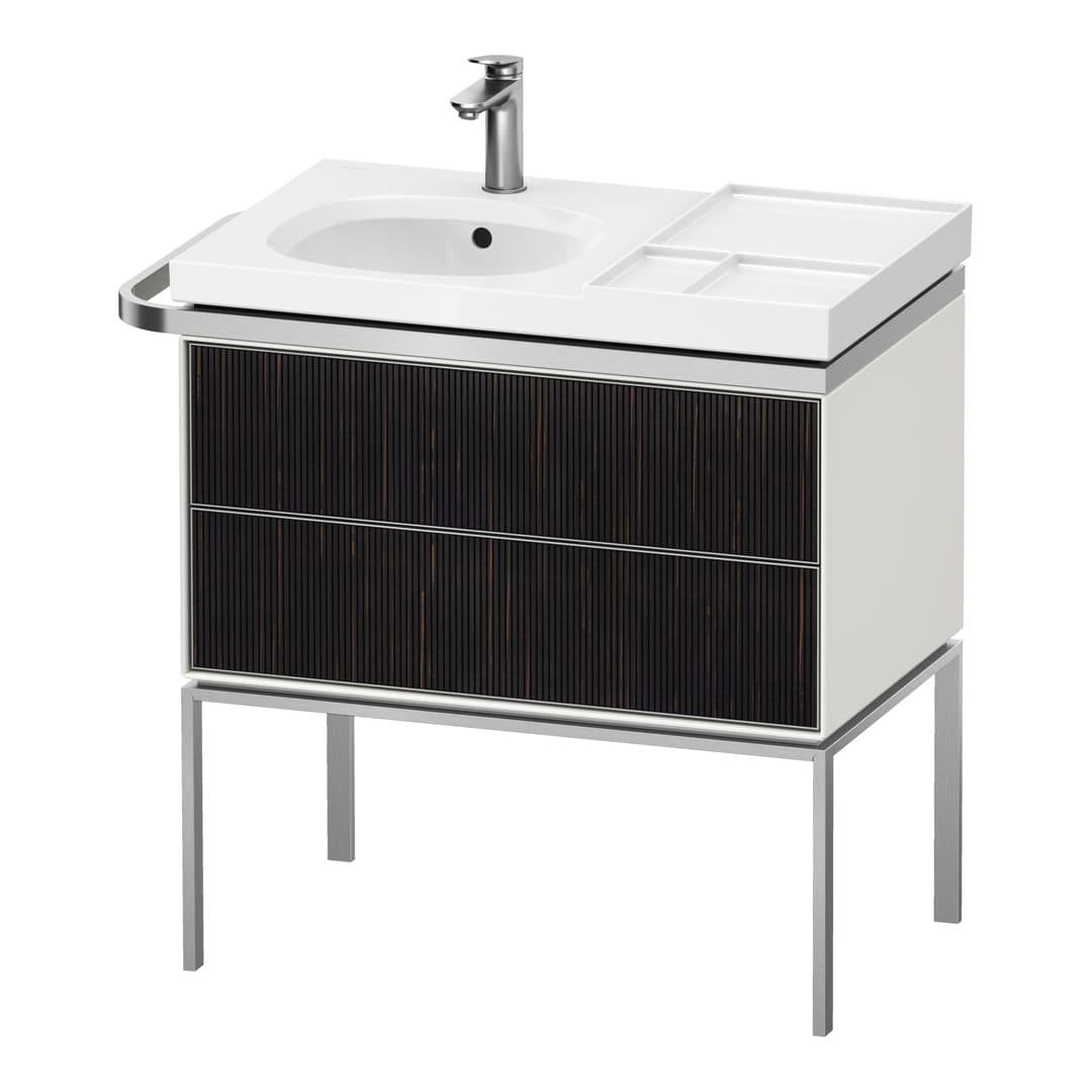 Duravit Aurena – Έπιπλο Νιπτήρα – 784 mm, 2 συρτάρια, νιπτήρας αριστερά, σώμα White Satin Matt, 784 x 492 x 802 mm – Embossed Ebony Matt, Real wood veneer (AU4574067360000)