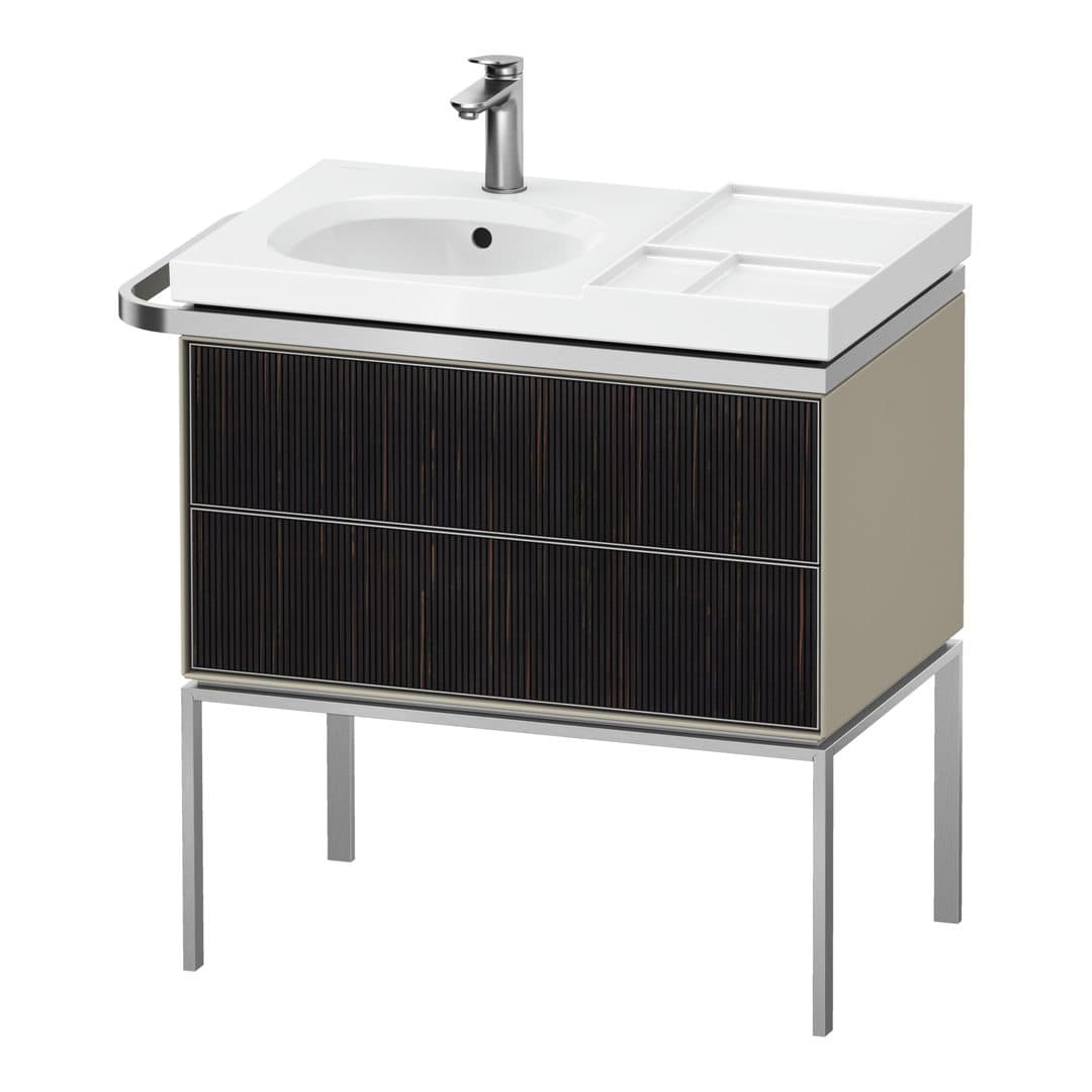 Duravit Aurena – Έπιπλο Νιπτήρα – 784 mm, 2 συρτάρια, νιπτήρας αριστερά, σώμα Taupe Satin Matt, 784 x 492 x 802 mm – Embossed Ebony Matt, Real wood veneer (AU4574067600000)