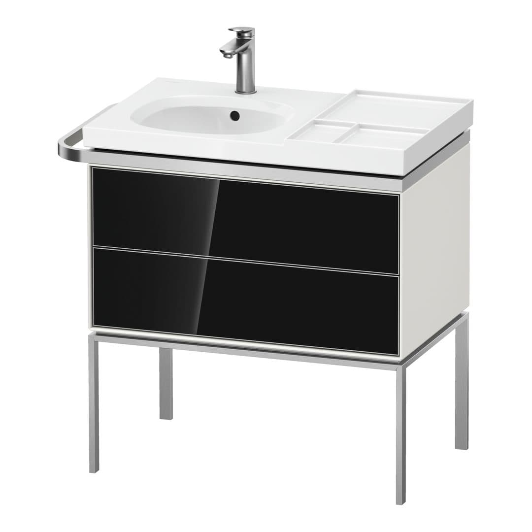 Duravit Aurena – Έπιπλο Νιπτήρα – 784 mm, 2 συρτάρια, νιπτήρας αριστερά, σώμα White Satin Matt, 784 x 492 x 802 mm – Black, Glass (AU4574068360000)
