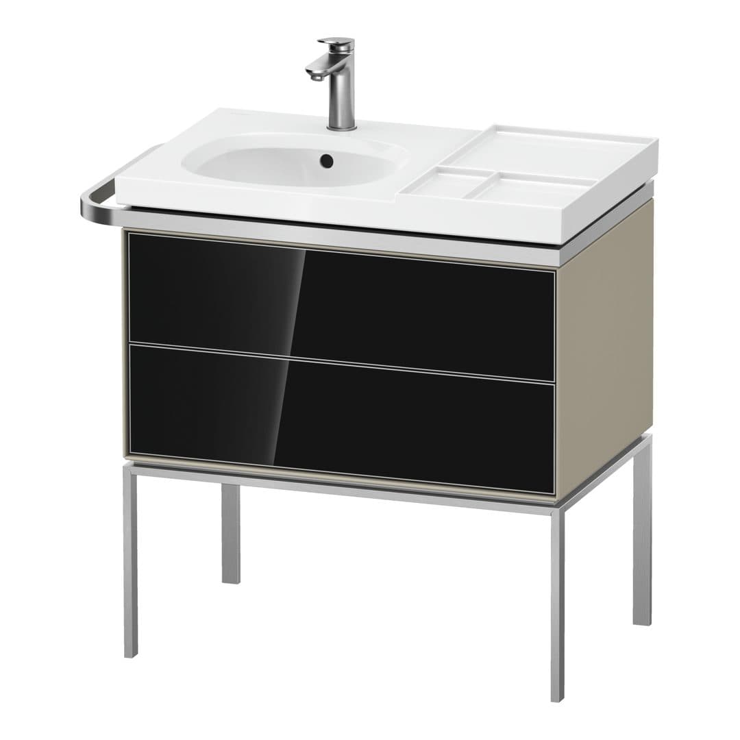 Duravit Aurena – Έπιπλο Νιπτήρα – 784 mm, 2 συρτάρια, νιπτήρας αριστερά, σώμα Taupe Satin Matt, 784 x 492 x 802 mm – Black, Glass (AU4574068600000)