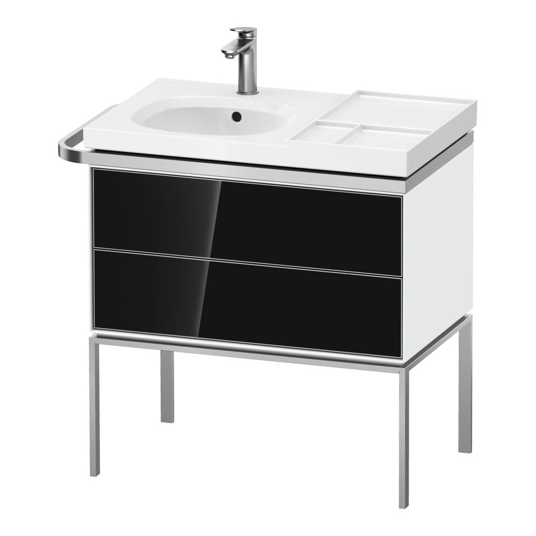 Duravit Aurena – Έπιπλο Νιπτήρα – 784 mm, 2 συρτάρια, νιπτήρας αριστερά, σώμα White High Gloss, 784 x 492 x 802 mm – Black, Glass (AU4574068850000)