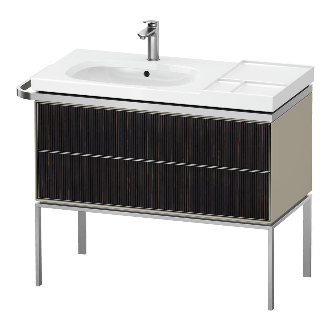 Duravit Aurena – Έπιπλο Νιπτήρα – 984 mm, 2 συρτάρια, νιπτήρας αριστερά, σώμα Taupe Satin Matt – Embossed Ebony Matt, Real wood veneer (AU4576067600000)