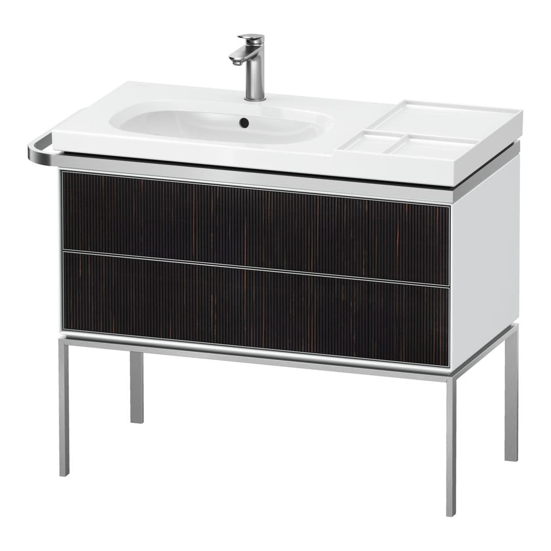 Duravit Aurena – Έπιπλο Νιπτήρα – 984 mm, 2 συρτάρια, νιπτήρας αριστερά, σώμα White High Gloss – Embossed Ebony Matt, Real wood veneer (AU4576067850000)