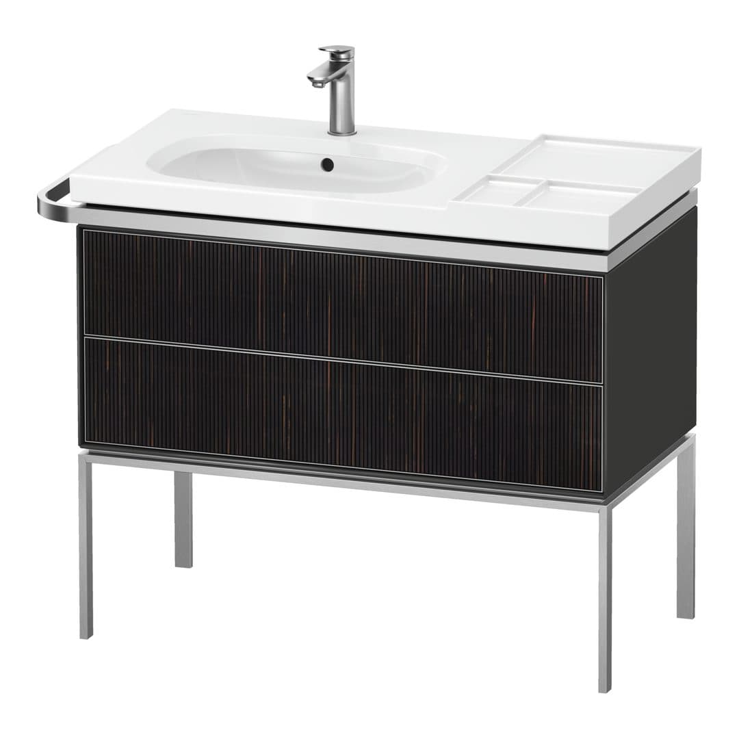 Duravit Aurena – Έπιπλο Νιπτήρα – 984 mm, 2 συρτάρια, νιπτήρας αριστερά, σώμα Graphite High Gloss – Embossed Ebony Matt, Real wood veneer (AU4576067H10000)