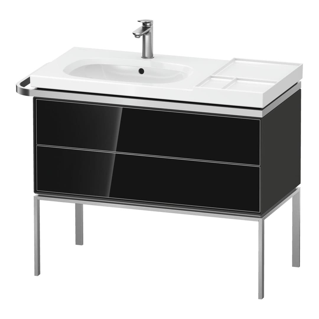 Duravit Aurena – Έπιπλο Νιπτήρα – 984 mm, 2 συρτάρια, νιπτήρας αριστερά, σώμα Graphite Satin Matt – Black, Glass (AU4576068580000)