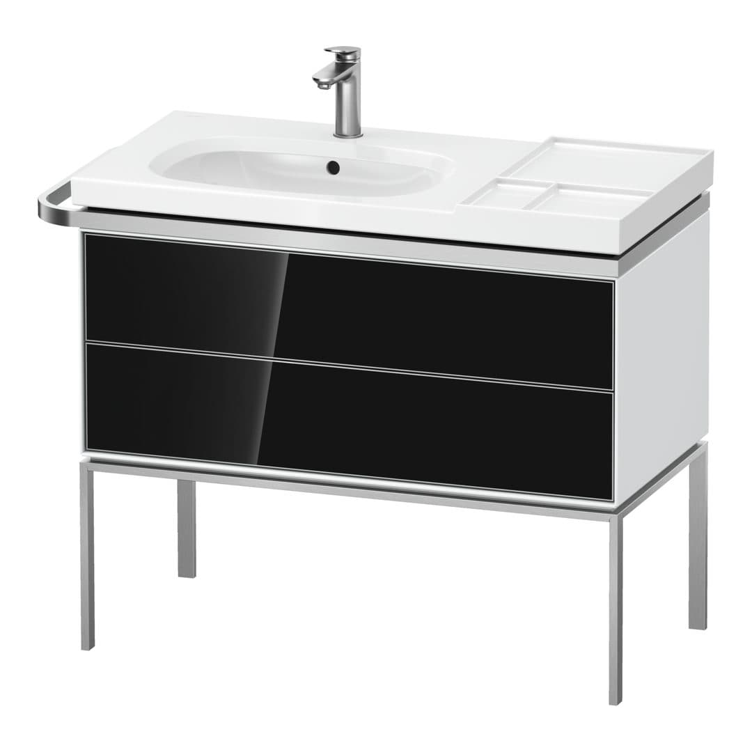 Duravit Aurena – Έπιπλο Νιπτήρα – 984 mm, 2 συρτάρια, νιπτήρας αριστερά, σώμα White High Gloss – Black, Glass (AU4576068850000)
