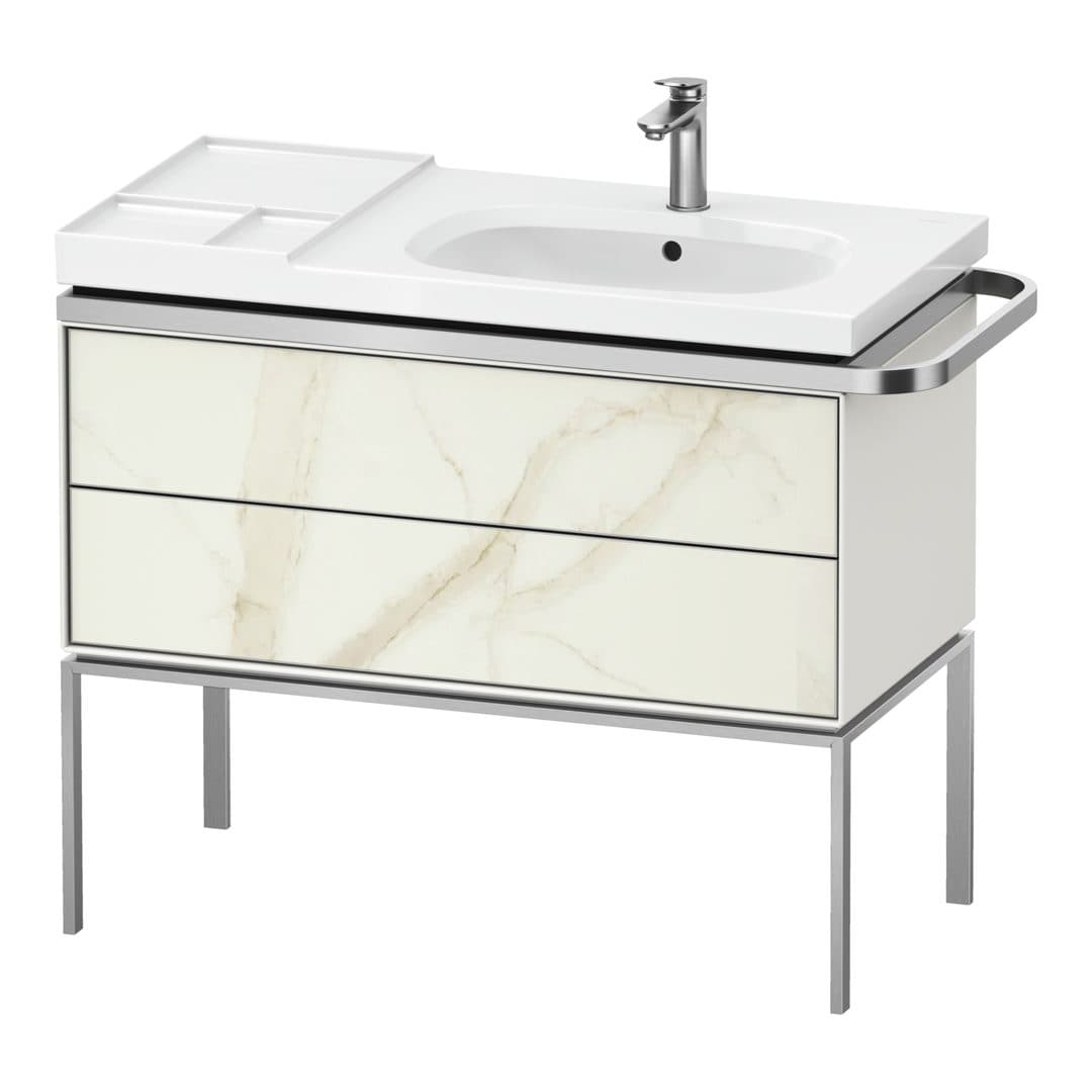 Duravit Aurena – Έπιπλο Νιπτήρα – 984 mm, 2 συρτάρια, νιπτήρας δεξιά, σώμα White Satin Matt – Marble Structure Matt, Marble Structure (AU4577066360000)