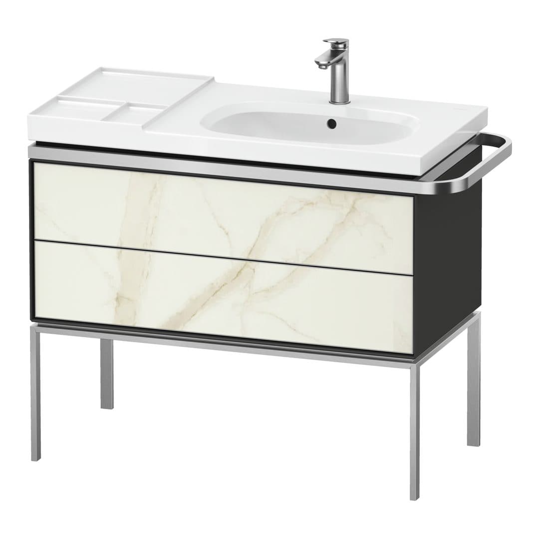 Duravit Aurena – Έπιπλο Νιπτήρα – 984 mm, 2 συρτάρια, νιπτήρας δεξιά, σώμα Graphite Satin Matt – Marble Structure Matt, Marble Structure (AU4577066580000)