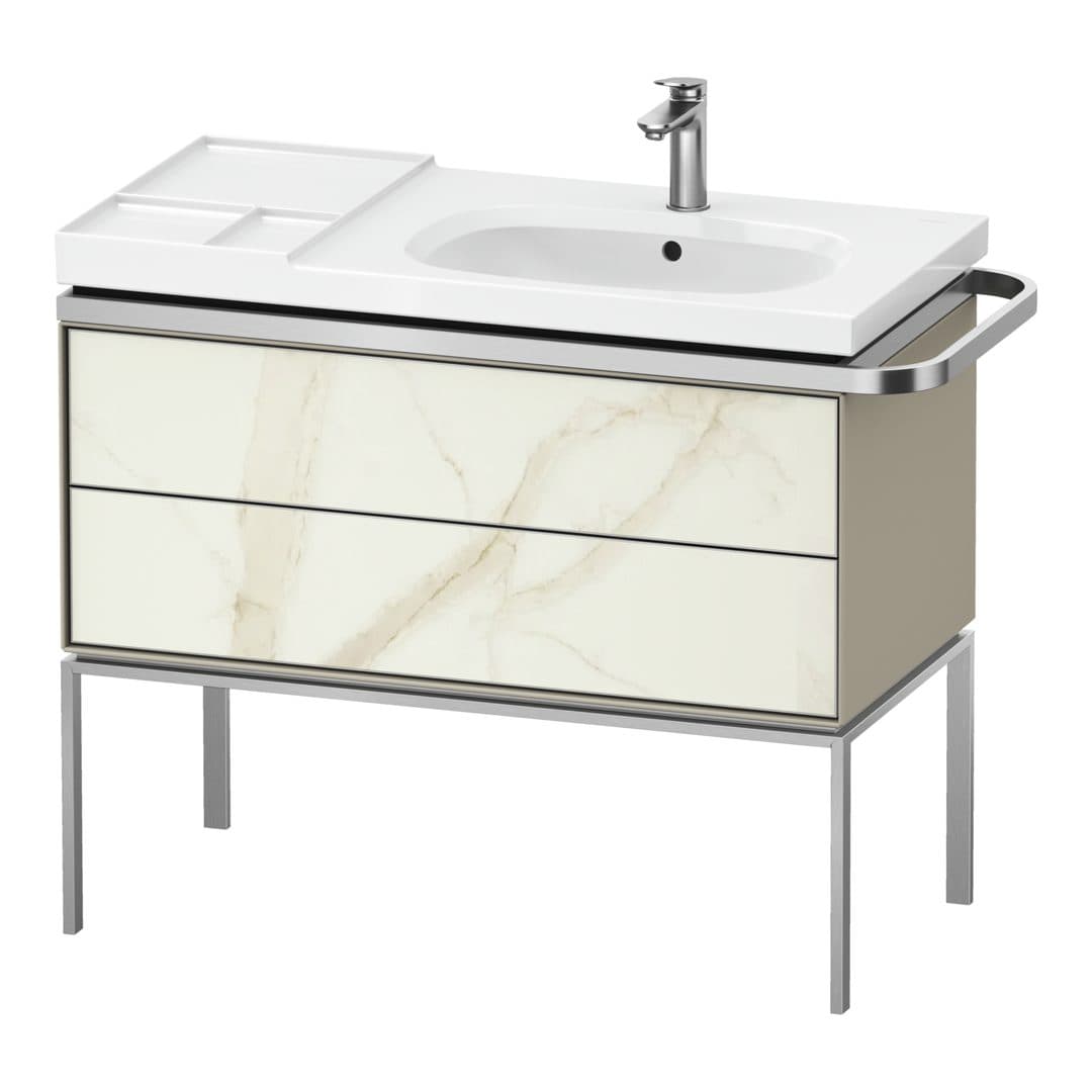 Duravit Aurena – Έπιπλο Νιπτήρα – 984 mm, 2 συρτάρια, νιπτήρας δεξιά, σώμα Taupe Satin Matt – Marble Structure Matt, Marble Structure (AU4577066600000)