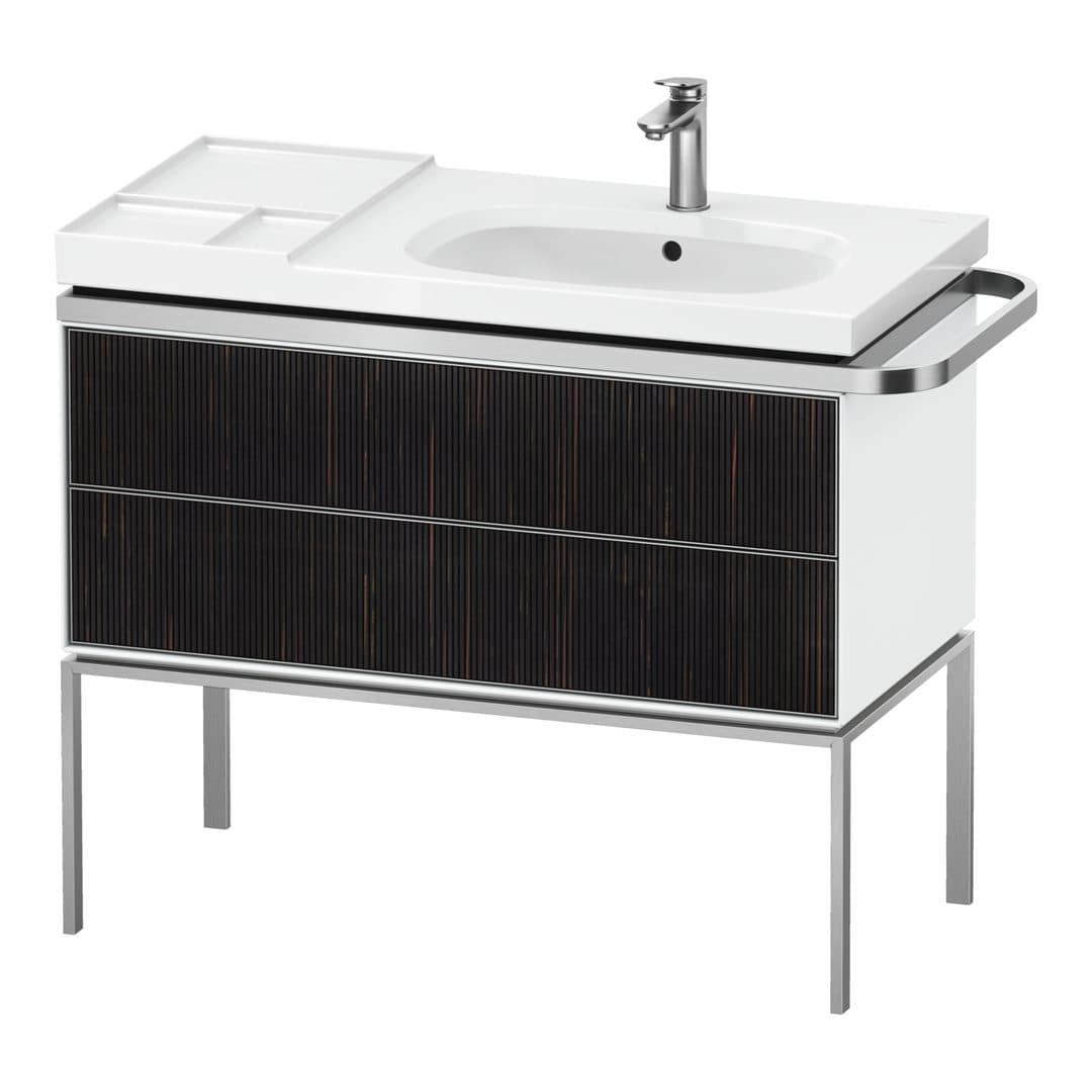 Duravit Aurena – Έπιπλο Νιπτήρα – 984 mm, 2 συρτάρια, νιπτήρας δεξιά, σώμα White High Gloss – Embossed Ebony Matt, Real wood veneer (AU4577067850000)