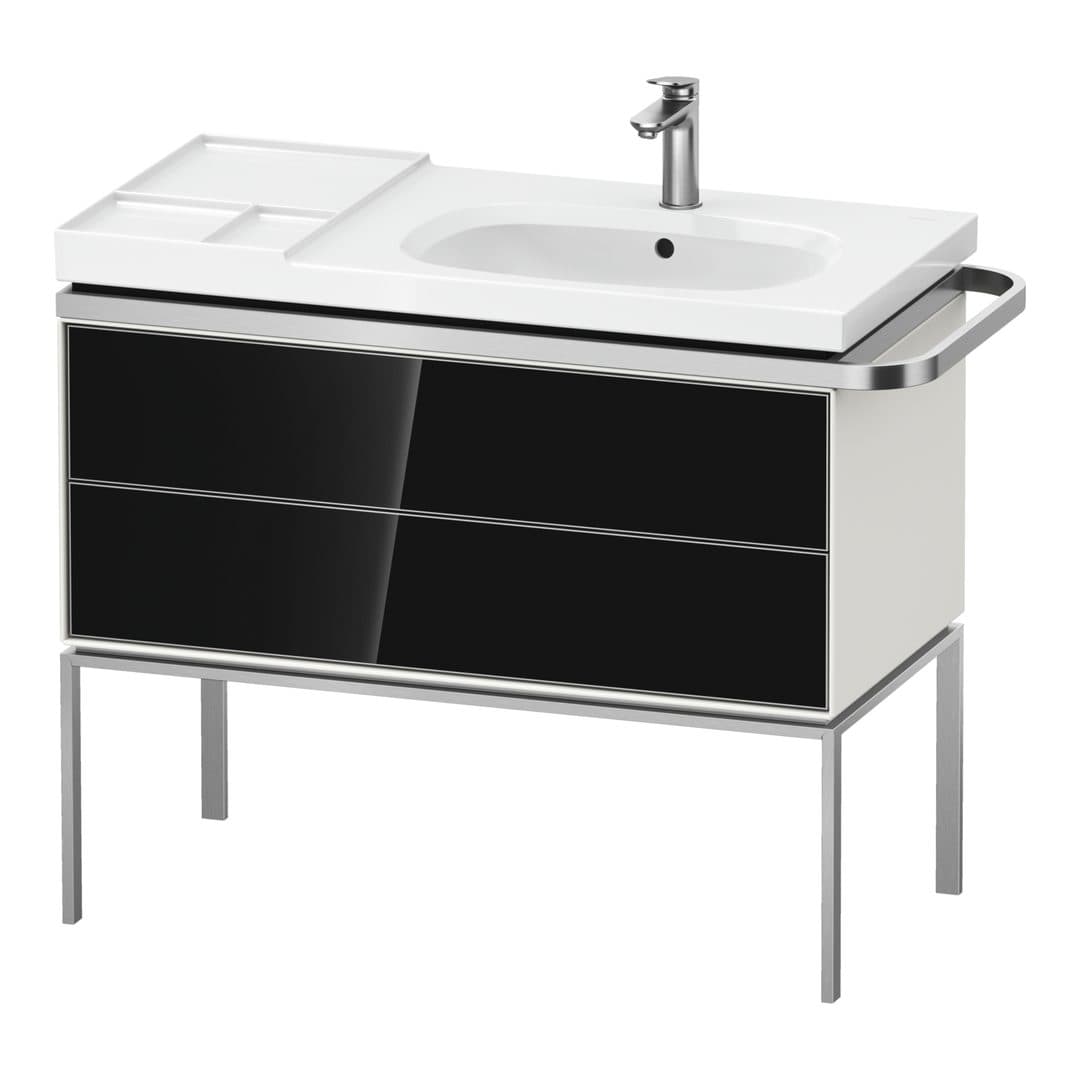 Duravit Aurena – Έπιπλο Νιπτήρα – 984 mm, 2 συρτάρια, νιπτήρας δεξιά, σώμα White Satin Matt – Black, Glass (AU4577068360000)