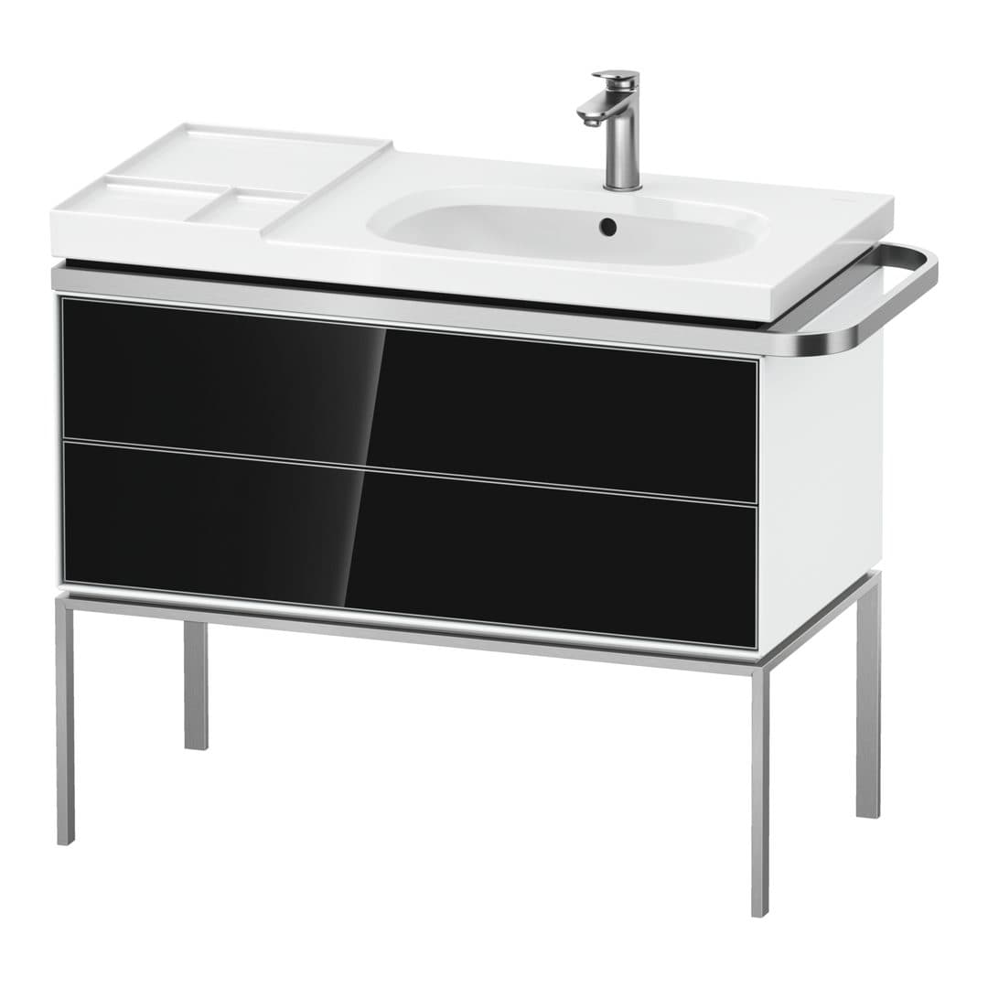 Duravit Aurena – Έπιπλο Νιπτήρα – 984 mm, 2 συρτάρια, νιπτήρας δεξιά, σώμα White High Gloss – Black, Glass (AU4577068850000)