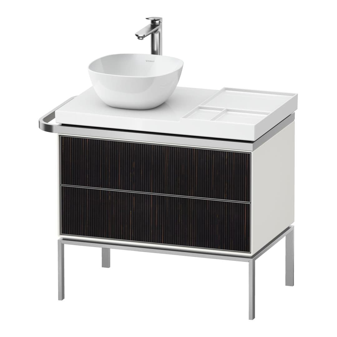 Duravit Aurena – Έπιπλο Νιπτήρα – 784 mm, 2 συρτάρια, νιπτήρας αριστερά, σώμα White Satin Matt, 784 x 492 x 702 mm – Embossed Ebony Matt, Real wood veneer (AU4578067360000)