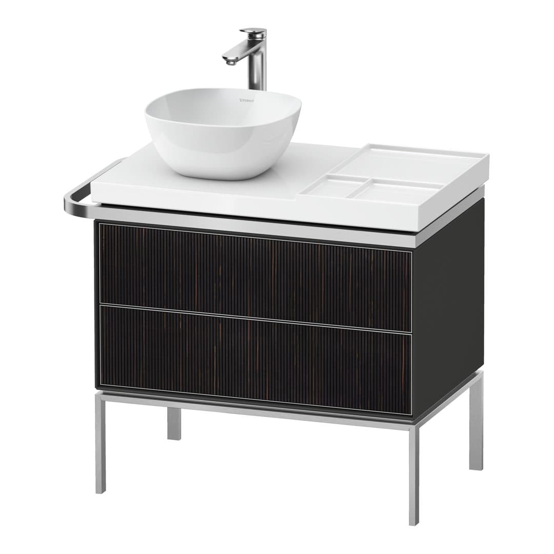 Duravit Aurena – Έπιπλο Νιπτήρα – 784 mm, 2 συρτάρια, νιπτήρας αριστερά, σώμα Graphite Satin Matt, 784 x 492 x 702 mm – Embossed Ebony Matt, Real wood veneer (AU4578067580000)
