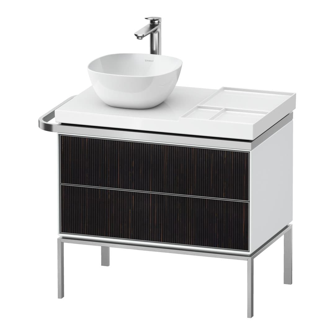 Duravit Aurena – Έπιπλο Νιπτήρα – 784 mm, 2 συρτάρια, νιπτήρας αριστερά, σώμα White High Gloss, 784 x 492 x 702 mm – Embossed Ebony Matt, Real wood veneer (AU4578067850000)