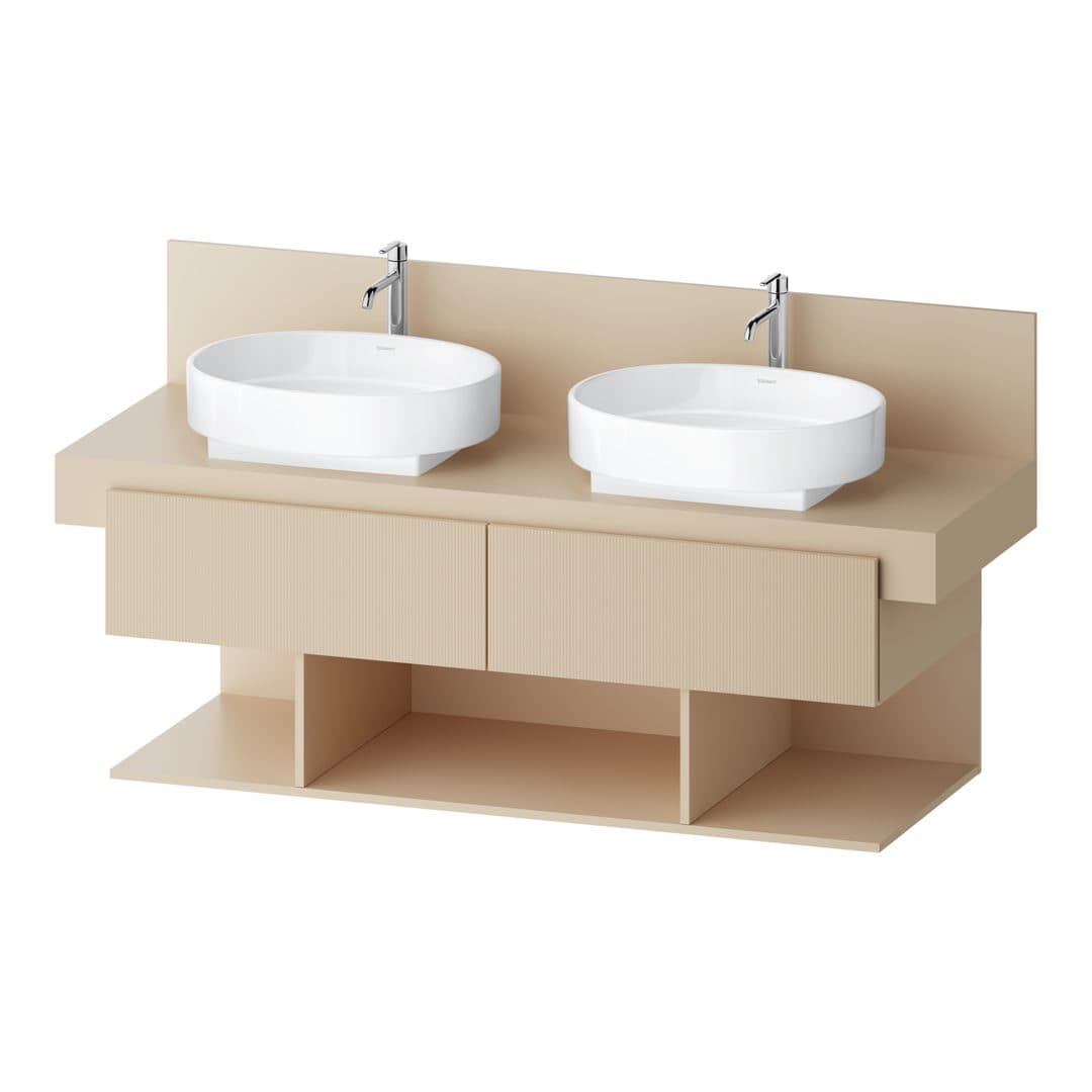 Duravit Balcoon – Έπιπλο Νιπτήρα – 1400 mm, για κονσόλα, 2 συρτάρια, διπλός νιπτήρας, 1400 x 570 x 534 mm – Sand Beige Structured Matt, Decor (BA50280JEIE0000)