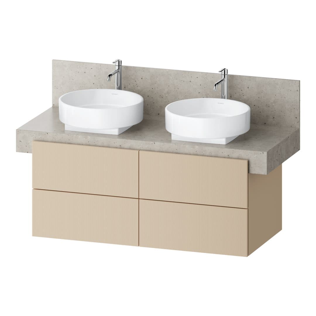 Duravit Balcoon – Έπιπλο Νιπτήρα – 1200 mm, για κονσόλα, 4 συρτάρια, διπλός νιπτήρας, 1200 x 570 x 522 mm – Sand Beige Structured Matt, Decor (BA50370JEIE0000)