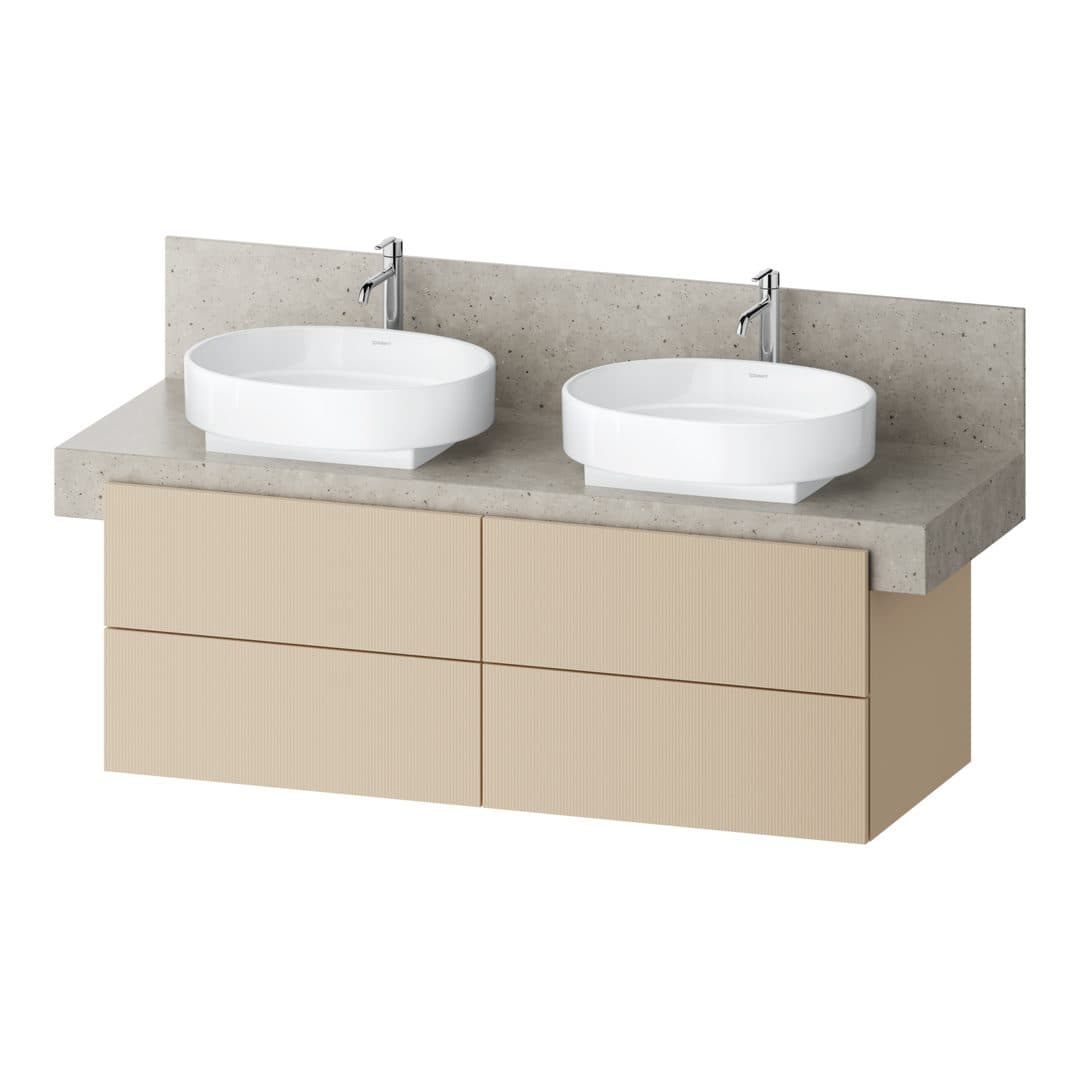 Duravit Balcoon – Έπιπλο Νιπτήρα – 1400 mm, για κονσόλα, 4 συρτάρια, διπλός νιπτήρας, 1400 x 570 x 522 mm – Sand Beige Structured Matt, Decor (BA50380JEIE0000)
