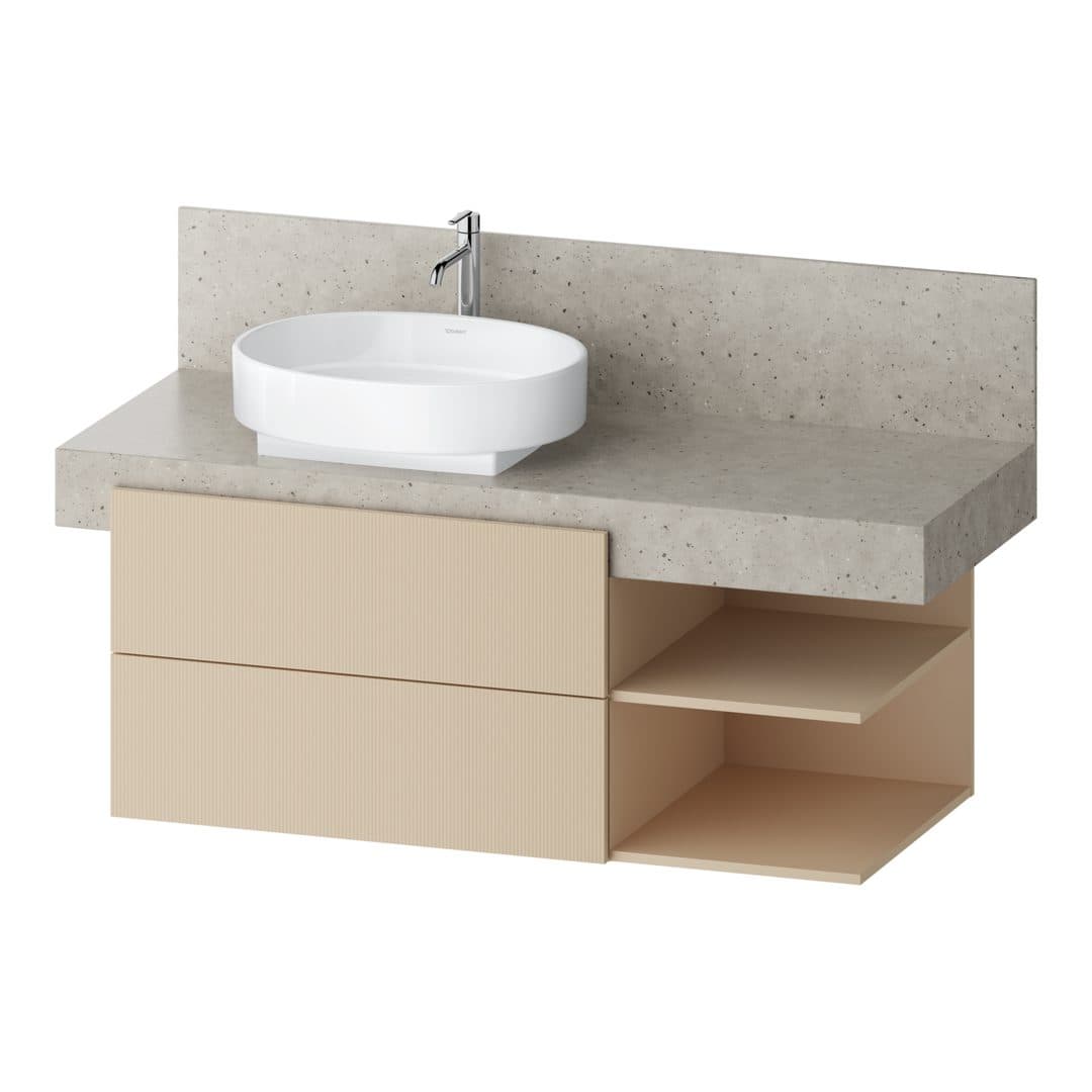 Duravit Balcoon – Έπιπλο Νιπτήρα – 1200 mm, για κονσόλα, 2 συρτάρια, νιπτήρας αριστερά, 1200 x 570 x 522 mm – Sand Beige Structured Matt, Decor (BA50450JEIE0000)