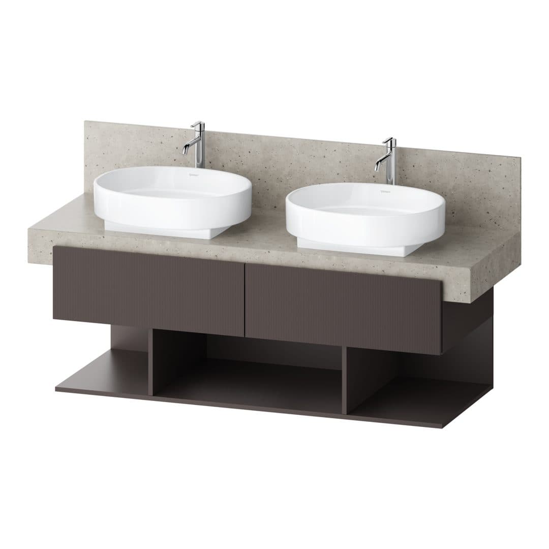 Duravit Balcoon – Έπιπλο Νιπτήρα – 1400 mm, για κονσόλα, 2 συρτάρια, διπλός νιπτήρας, 1400 x 570 x 522 mm – Slate Brown Structured Matt, Decor (BA50480JGIG0000)