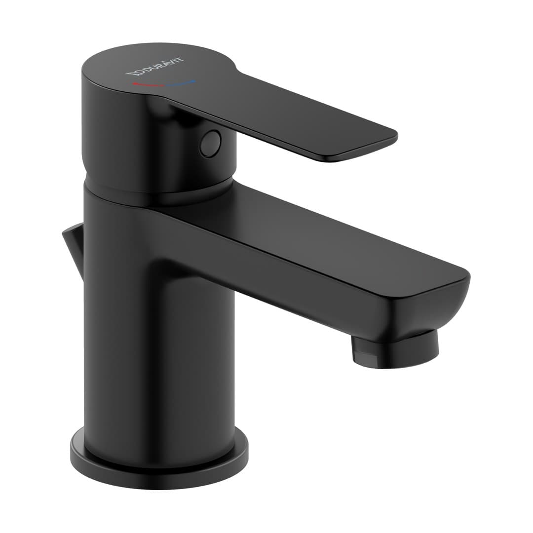 Duravit D-Code – Μπαταρία Νιπτήρα – S, FreshStart, MinusFlow, με βαλβίδα – Black Matt (DC1013001046)