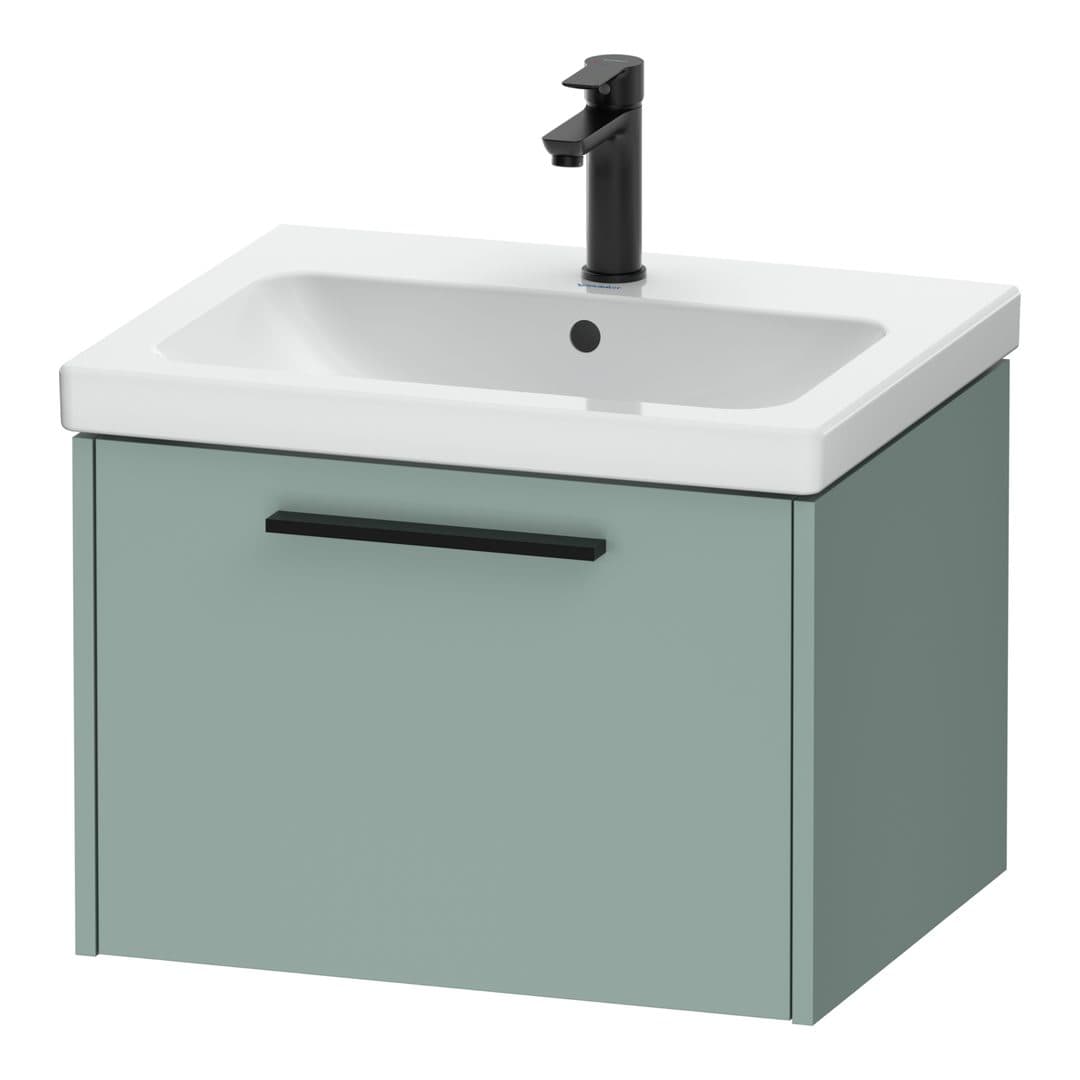 Duravit D-Code – Έπιπλο Νιπτήρα – 584 mm, 1 συρτάρι, νιπτήρας κέντρο, Diamond black Matt – Fjord Green Matt, Decor (DC46650BDHG0000)
