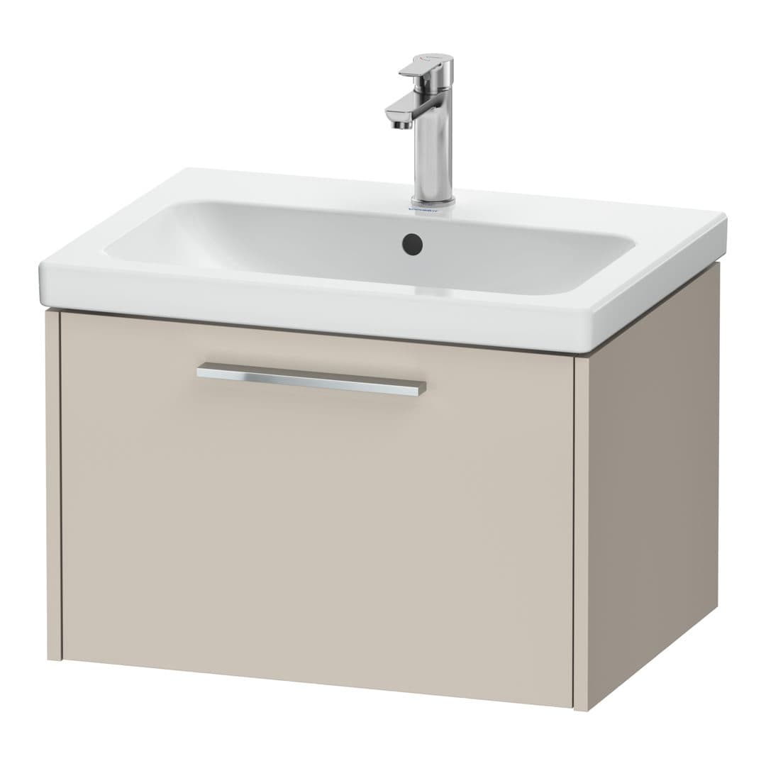 Duravit D-Code – Έπιπλο Νιπτήρα – 634 mm, 1 συρτάρι, νιπτήρας κέντρο, Chrome Glossy – Taupe Matt, Decor (DC4666010910000)
