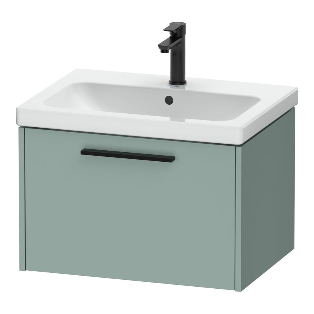 Duravit D-Code – Έπιπλο Νιπτήρα – 634 mm, 1 συρτάρι, νιπτήρας κέντρο, Diamond black Matt – Fjord Green Matt, Decor (DC46660BDHG0000)