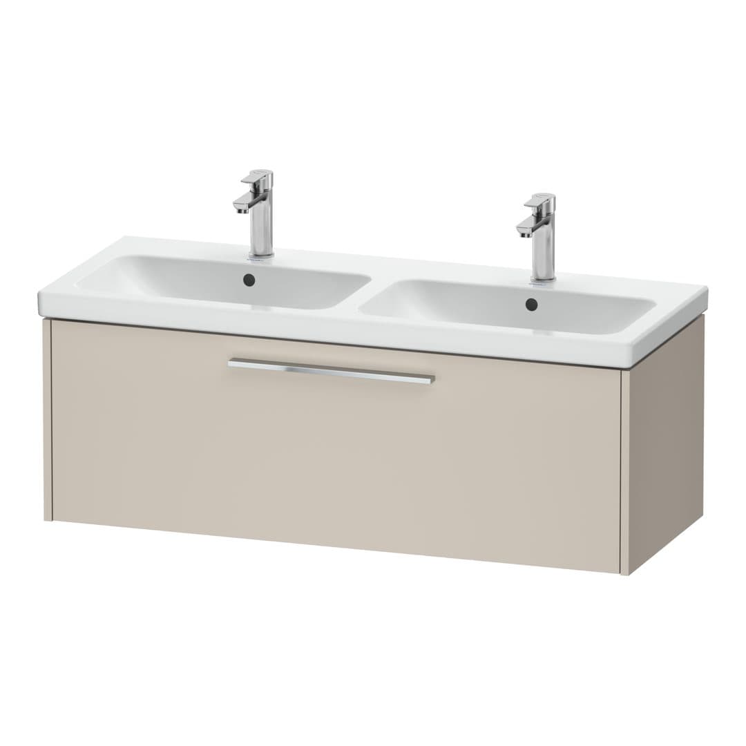 Duravit D-Code – Έπιπλο Νιπτήρα – 1184 mm, 1 συρτάρι, νιπτήρας κέντρο, Chrome Glossy – Taupe Matt, Decor (DC4669010910000)