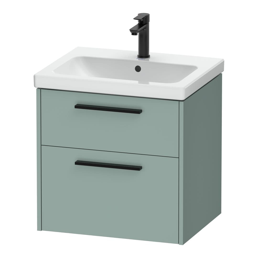 Duravit D-Code – Έπιπλο Νιπτήρα – 584 mm, 2 συρτάρια, νιπτήρας κέντρο, Diamond black Matt – Fjord Green Matt, Decor (DC46700BDHG0000)