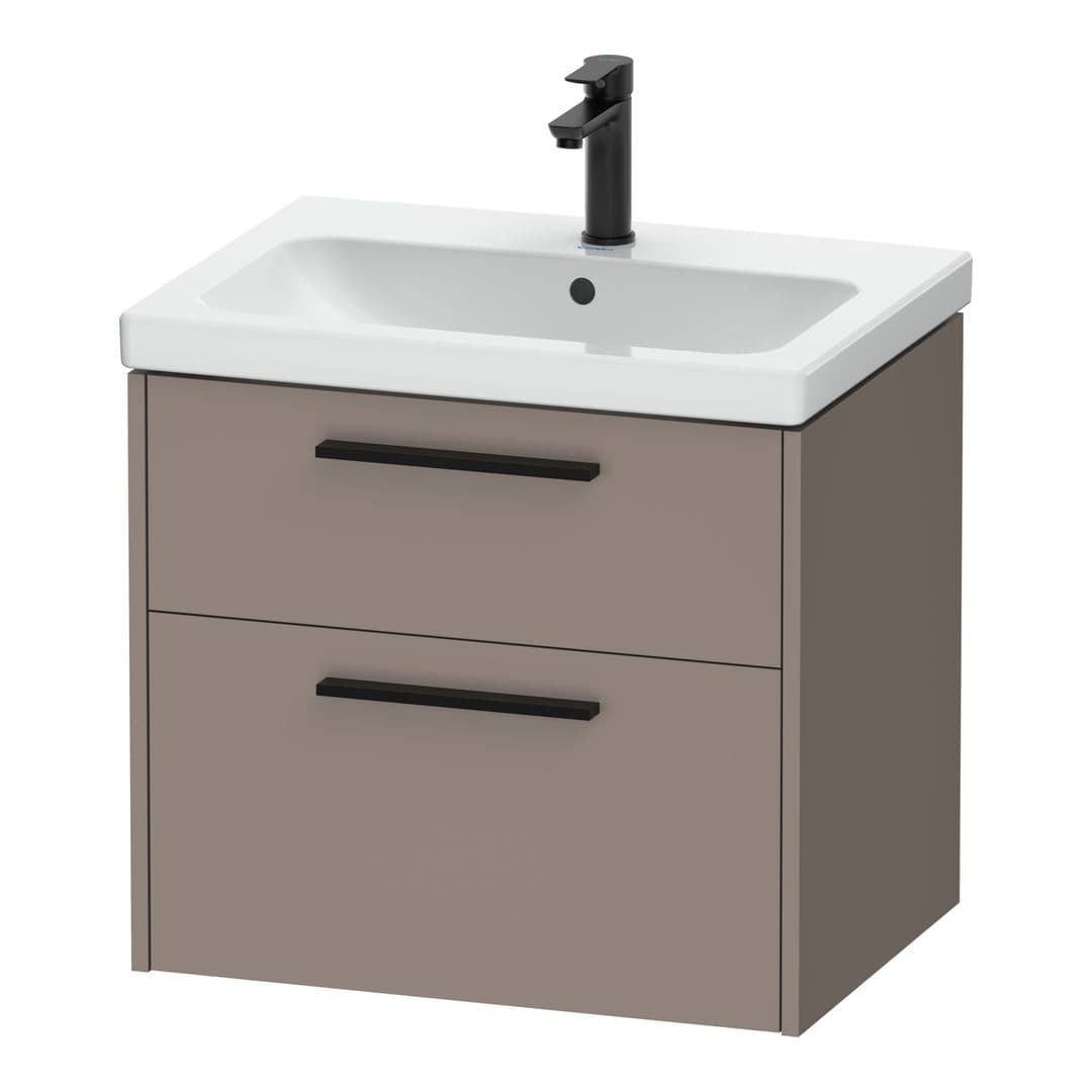 Duravit D-Code – Έπιπλο Νιπτήρα – 634 mm, 2 συρτάρια, νιπτήρας κέντρο, Diamond black Matt – Basalte Matt, Decor (DC46710BD430000)