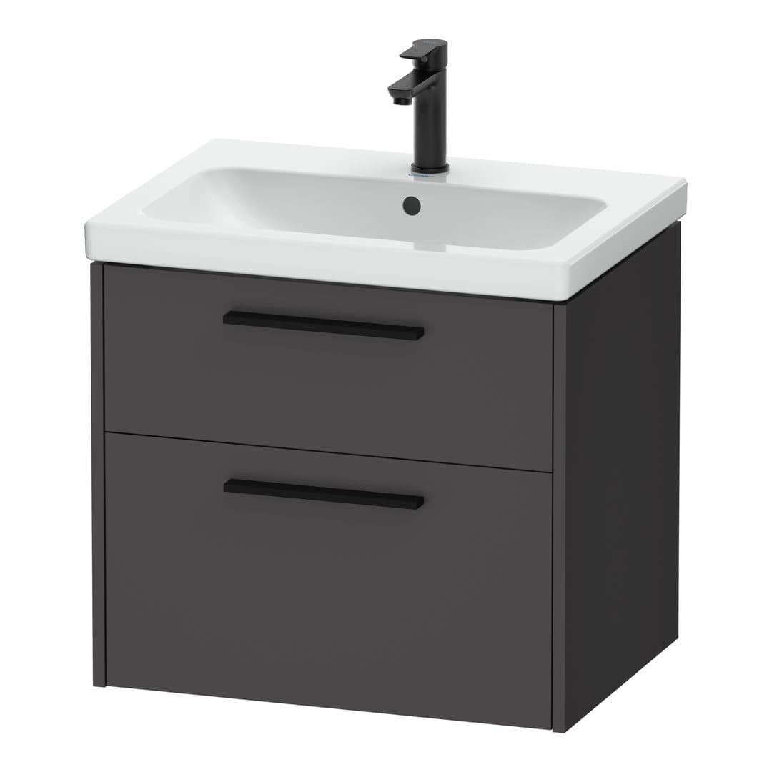 Duravit D-Code – Έπιπλο Νιπτήρα – 634 mm, 2 συρτάρια, νιπτήρας κέντρο, Diamond black Matt – Graphite Matt, Decor (DC46710BD490000)