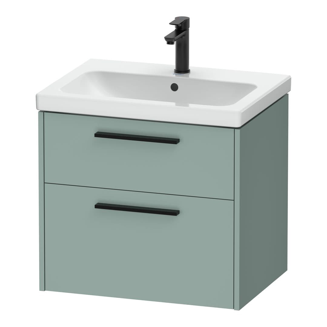 Duravit D-Code – Έπιπλο Νιπτήρα – 634 mm, 2 συρτάρια, νιπτήρας κέντρο, Diamond black Matt – Fjord Green Matt, Decor (DC46710BDHG0000)