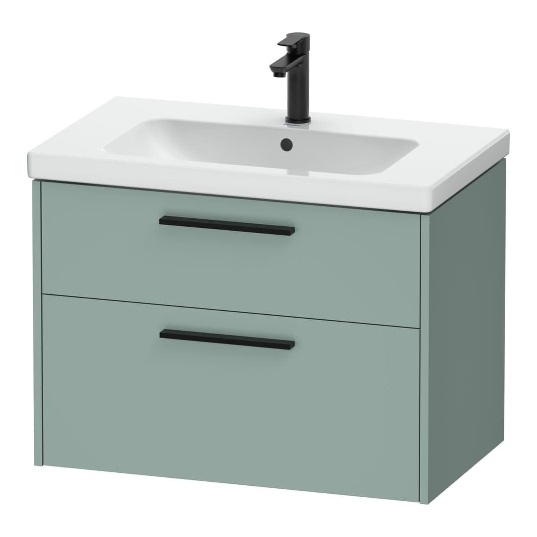 Duravit D-Code – Έπιπλο Νιπτήρα – 784 mm, 2 συρτάρια, νιπτήρας κέντρο, Diamond black Matt – Fjord Green Matt, Decor (DC46720BDHG0000)