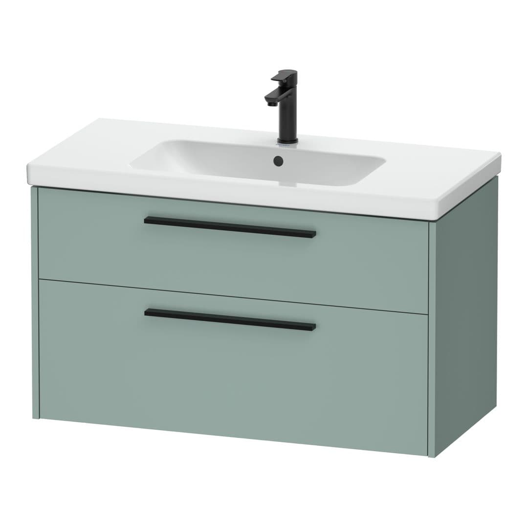 Duravit D-Code – Έπιπλο Νιπτήρα – 984 mm, 2 συρτάρια, νιπτήρας κέντρο, Diamond black Matt – Fjord Green Matt, Decor (DC46730BDHG0000)