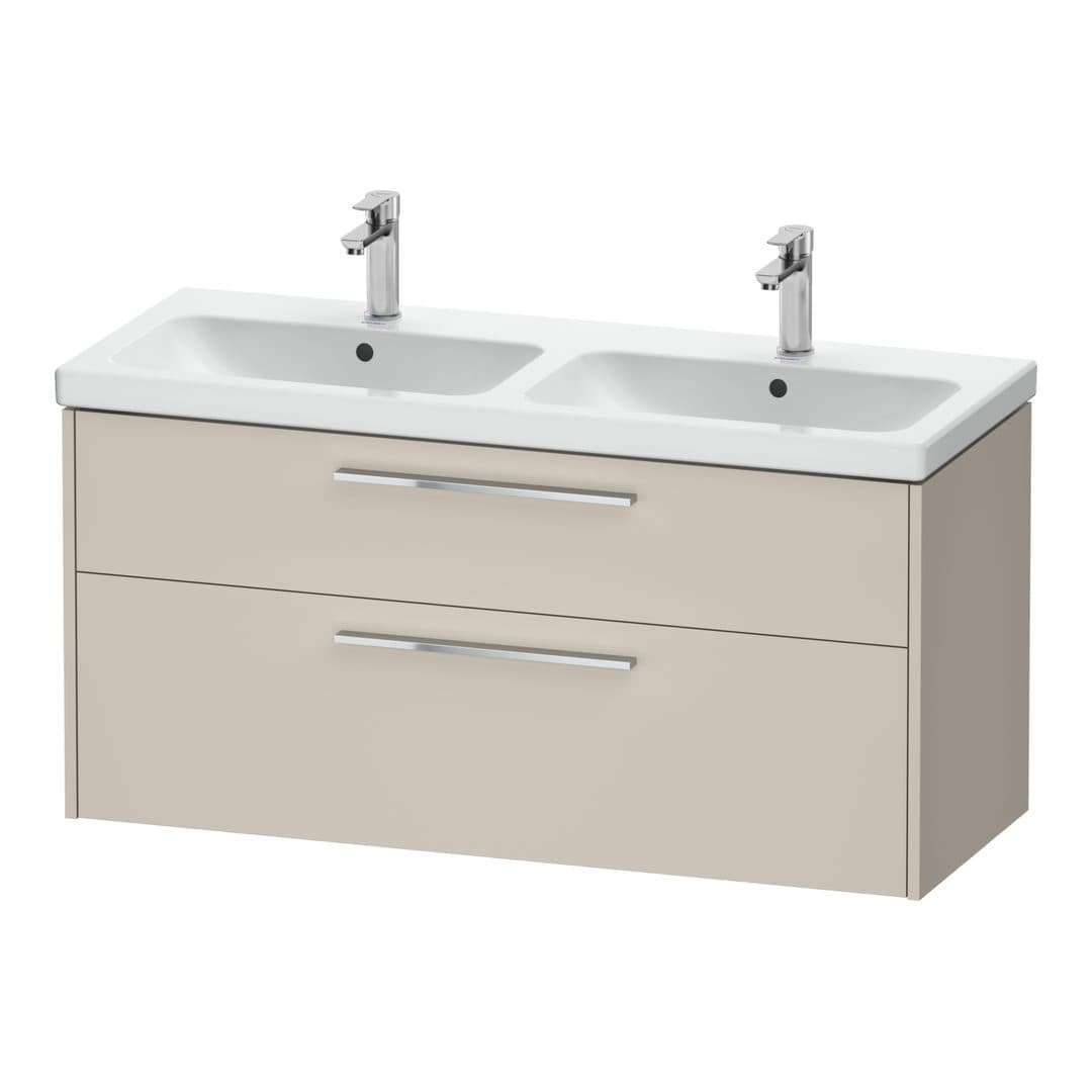 Duravit D-Code – Έπιπλο Νιπτήρα – 1184 mm, 2 συρτάρια, νιπτήρας κέντρο, Chrome Glossy – Taupe Matt, Decor (DC4674010910000)