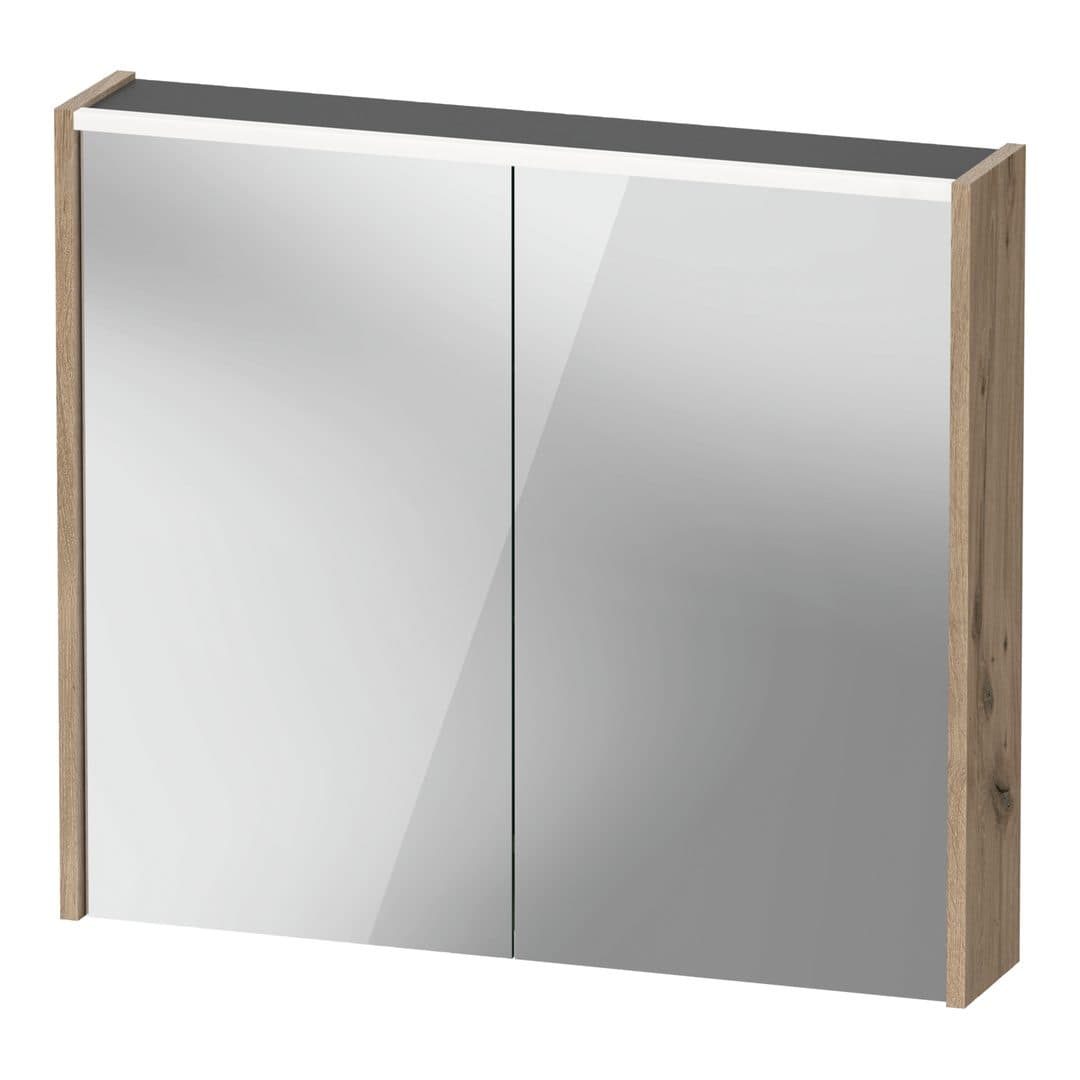 Duravit D-Code – Καθρέπτης Μπάνιου – 800×700 mm, καθρεπτοντούλαπο, 2 πόρτες, με φωτισμό LED – Marbled Oak (DC7106055550000)