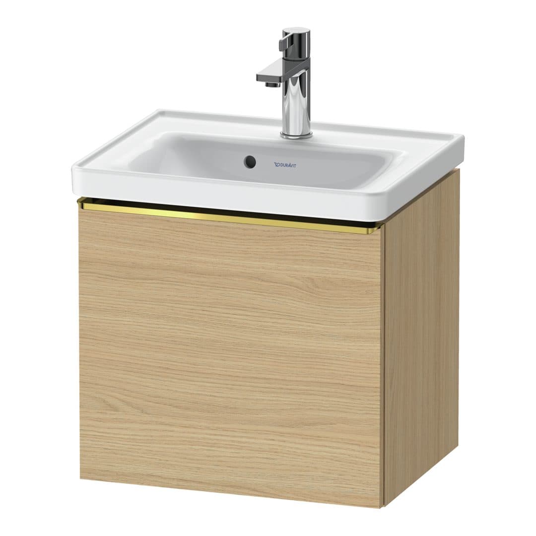 Duravit D-Neo – Έπιπλο Νιπτήρα – 484 mm, 1 συρτάρι, νιπτήρας κέντρο, 484 x 372 x 440 mm, Gold Polished – Natural oak, Decor (DE4248034300000)